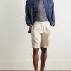 Straight-Leg Pleated Linen Shorts - OU