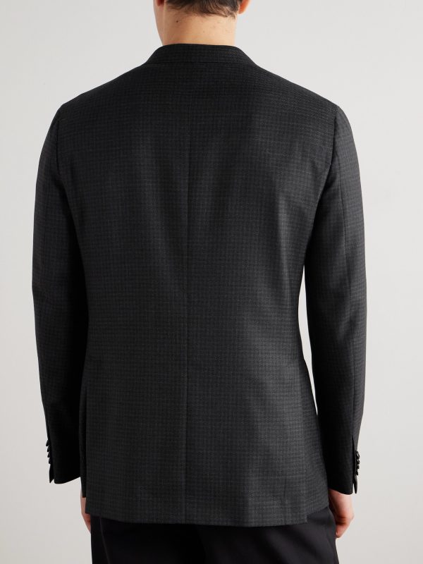 Soffio Slim-Fit Double-Breasted Checked Wool Blazer - BK Soffio Slim-Fit Double-Breasted Checked Wool Blazer - BK