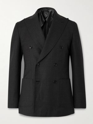 Soffio Slim-Fit Double-Breasted Checked Wool Blazer Soffio Slim-Fit Double-Breasted Checked Wool Blazer
