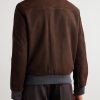Wool-Trimmed Suede Bomber Jacket - BK