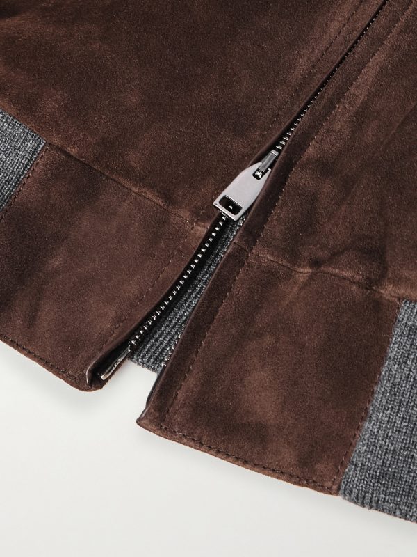 Wool-Trimmed Suede Bomber Jacket - E1