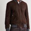 Wool-Trimmed Suede Bomber Jacket - FR