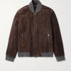 Wool-Trimmed Suede Bomber Jacket