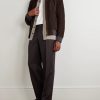 Wool-Trimmed Suede Bomber Jacket - OU