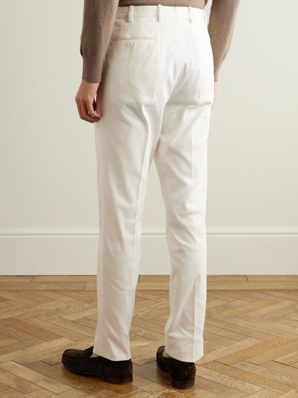 Straight-Leg Pleated Stretch Cotton-Twill Trousers - BK Straight-Leg Pleated Stretch Cotton-Twill Trousers - BK