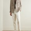 Straight-Leg Pleated Stretch Cotton-Twill Trousers - OU Straight-Leg Pleated Stretch Cotton-Twill Trousers - OU
