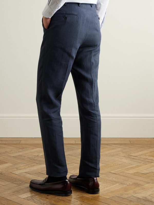 Straight-Leg Linen Suit Trousers - BK Straight-Leg Linen Suit Trousers - BK