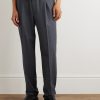 Jared Straight-Leg Pleated Wool-Blend Flannel Drawstring Trousers - FR Jared Straight-Leg Pleated Wool-Blend Flannel Drawstring Trousers - FR