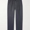 Jared Straight-Leg Pleated Wool-Blend Flannel Drawstring Trousers Jared Straight-Leg Pleated Wool-Blend Flannel Drawstring Trousers