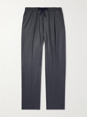 Jared Straight-Leg Pleated Wool-Blend Flannel Drawstring Trousers Jared Straight-Leg Pleated Wool-Blend Flannel Drawstring Trousers