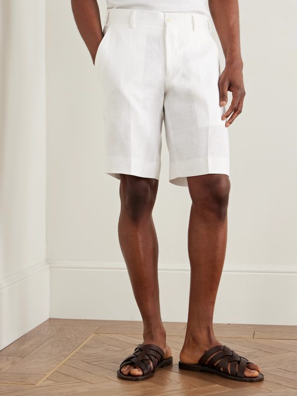 Straight-Leg Garment-Dyed Linen Shorts - FR Straight-Leg Garment-Dyed Linen Shorts - FR