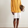 Straight-Leg Garment-Dyed Linen Shorts - OU Straight-Leg Garment-Dyed Linen Shorts - OU