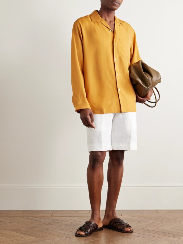 Straight-Leg Garment-Dyed Linen Shorts - OU Straight-Leg Garment-Dyed Linen Shorts - OU