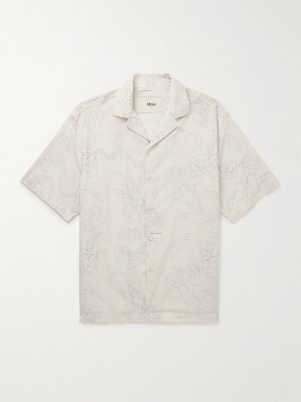Bart Slim-Fit Convertible-Collar Floral-Print Cotton-Voile Shirt