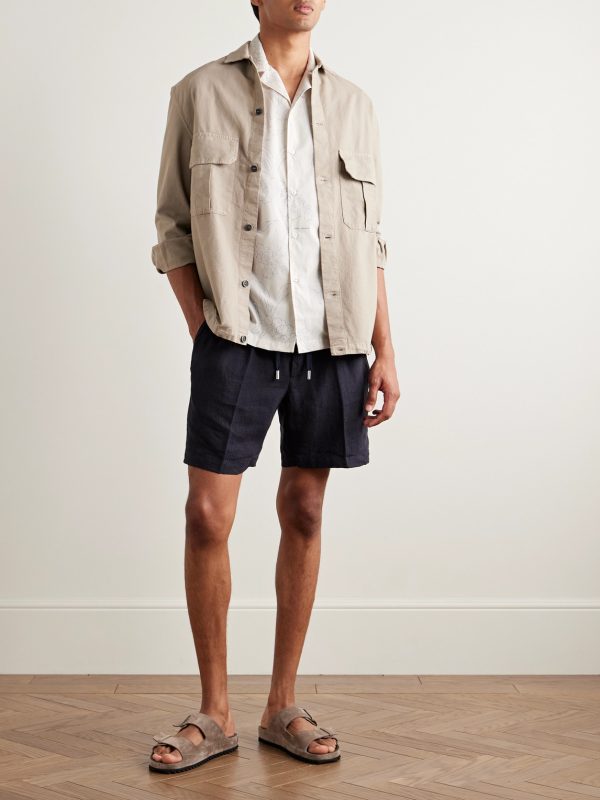 Bart Slim-Fit Convertible-Collar Floral-Print Cotton-Voile Shirt - OU