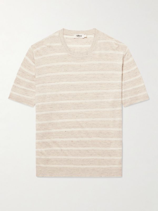 Striped Linen and Cotton-Blend T-Shirt Striped Linen and Cotton-Blend T-Shirt
