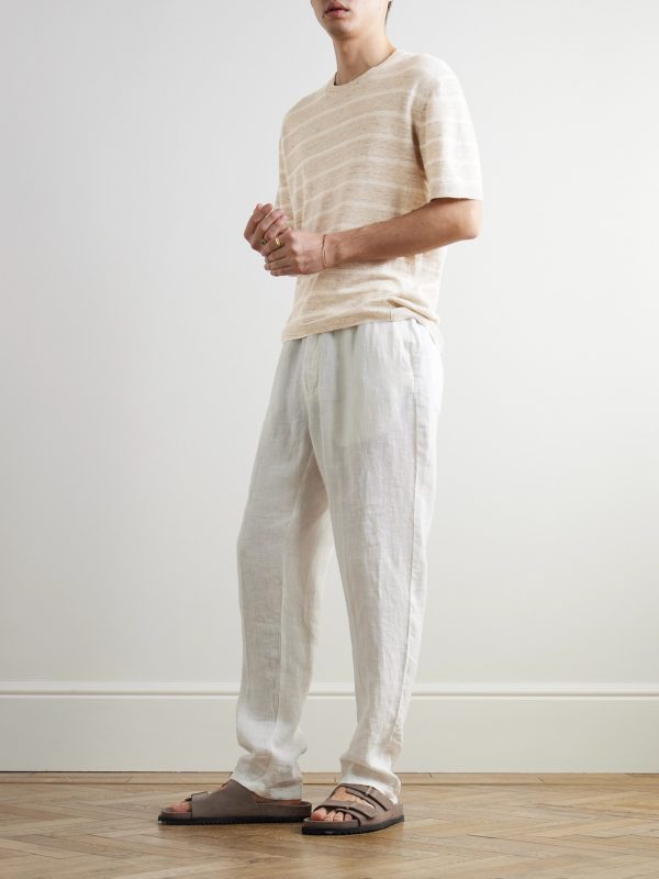 Striped Linen and Cotton-Blend T-Shirt - OU Striped Linen and Cotton-Blend T-Shirt - OU