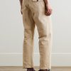 Straight-Leg Peached Cotton-Twill Trousers - BK Straight-Leg Peached Cotton-Twill Trousers - BK