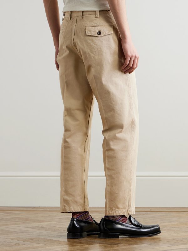 Straight-Leg Peached Cotton-Twill Trousers - BK Straight-Leg Peached Cotton-Twill Trousers - BK