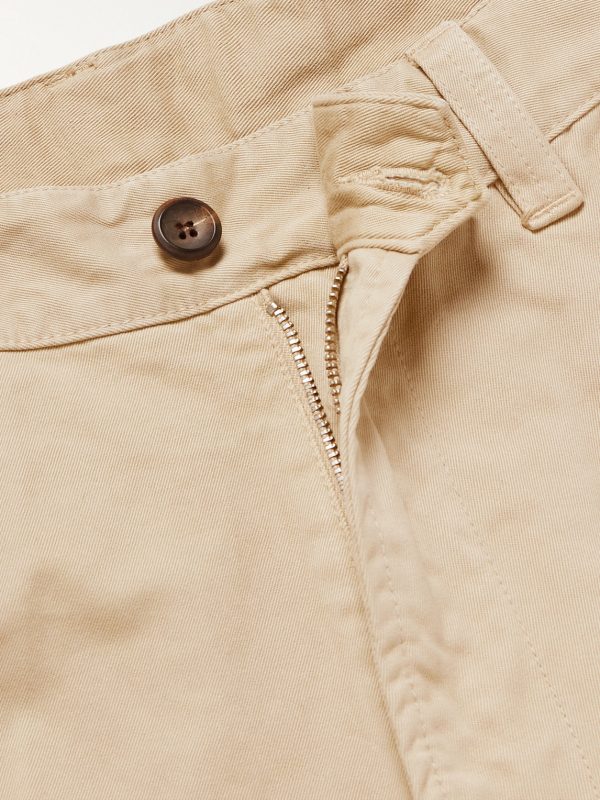 Straight-Leg Peached Cotton-Twill Trousers - E1 Straight-Leg Peached Cotton-Twill Trousers - E1