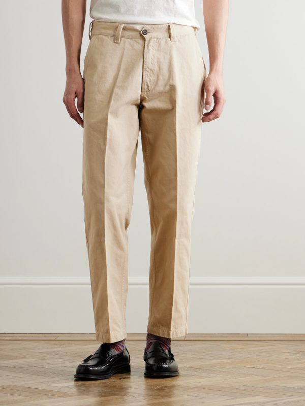 Straight-Leg Peached Cotton-Twill Trousers - FR Straight-Leg Peached Cotton-Twill Trousers - FR