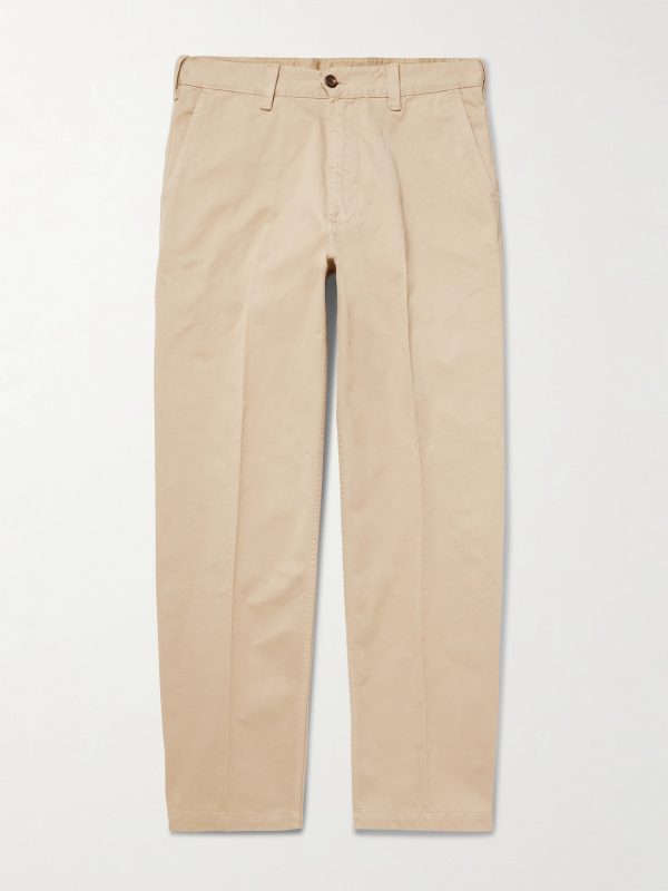 Straight-Leg Peached Cotton-Twill Trousers Straight-Leg Peached Cotton-Twill Trousers