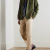 Straight-Leg Peached Cotton-Twill Trousers - OU Straight-Leg Peached Cotton-Twill Trousers - OU