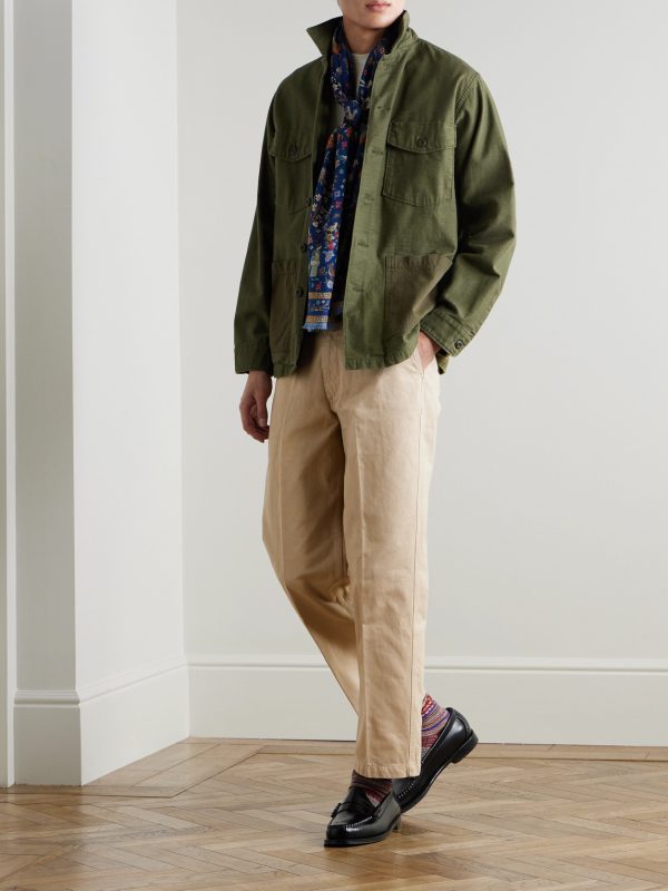Straight-Leg Peached Cotton-Twill Trousers - OU Straight-Leg Peached Cotton-Twill Trousers - OU