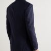 Double-Breasted Pinstriped Wool Suit Jacket - BK Double-Breasted Pinstriped Wool Suit Jacket - BK