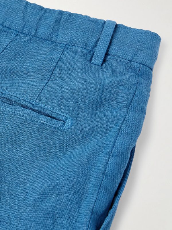 Slim-Fit Straight-Leg Linen Suit Trousers - CU Slim-Fit Straight-Leg Linen Suit Trousers - CU