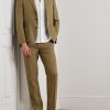 Slim-Fit Straight-Leg Linen Suit Trousers - OU Slim-Fit Straight-Leg Linen Suit Trousers - OU