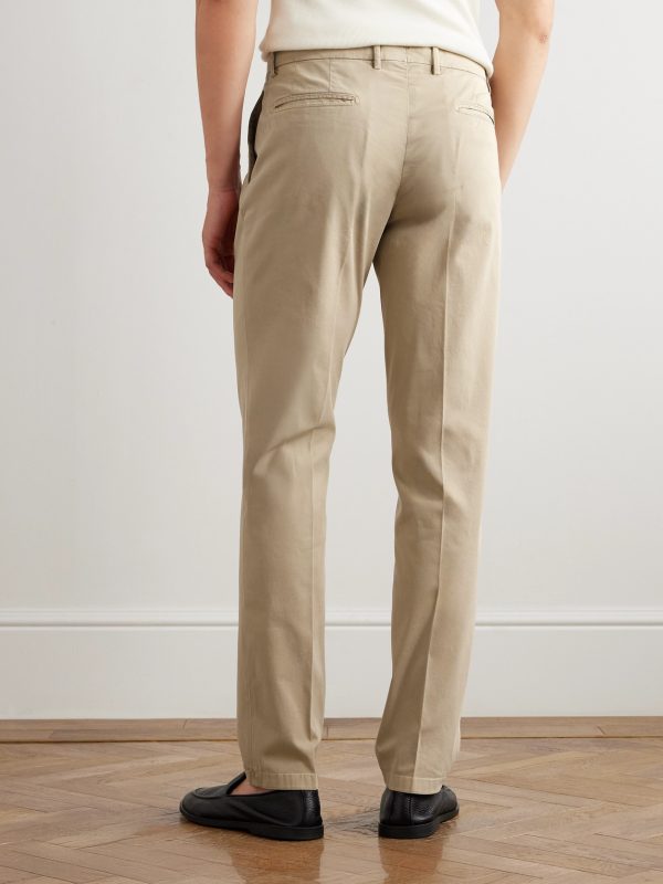Slim-Fit Straight-Leg Stretch-Cotton Suit Trousers - BK