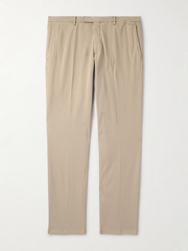 Slim-Fit Straight-Leg Stretch-Cotton Suit Trousers