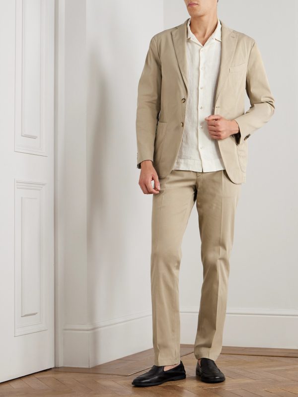 Slim-Fit Straight-Leg Stretch-Cotton Suit Trousers - OU