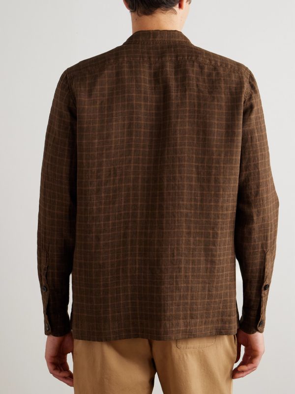 Camp-Collar Checked Linen Overshirt - BK Camp-Collar Checked Linen Overshirt - BK