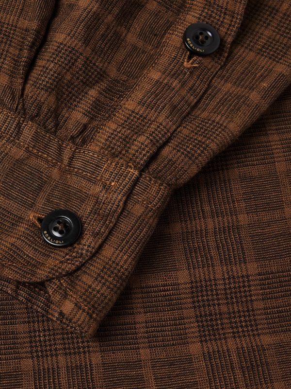 Camp-Collar Checked Linen Overshirt - E1 Camp-Collar Checked Linen Overshirt - E1