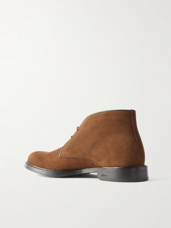 Leather-Trimmed Suede Desert Boots - BK Leather-Trimmed Suede Desert Boots - BK