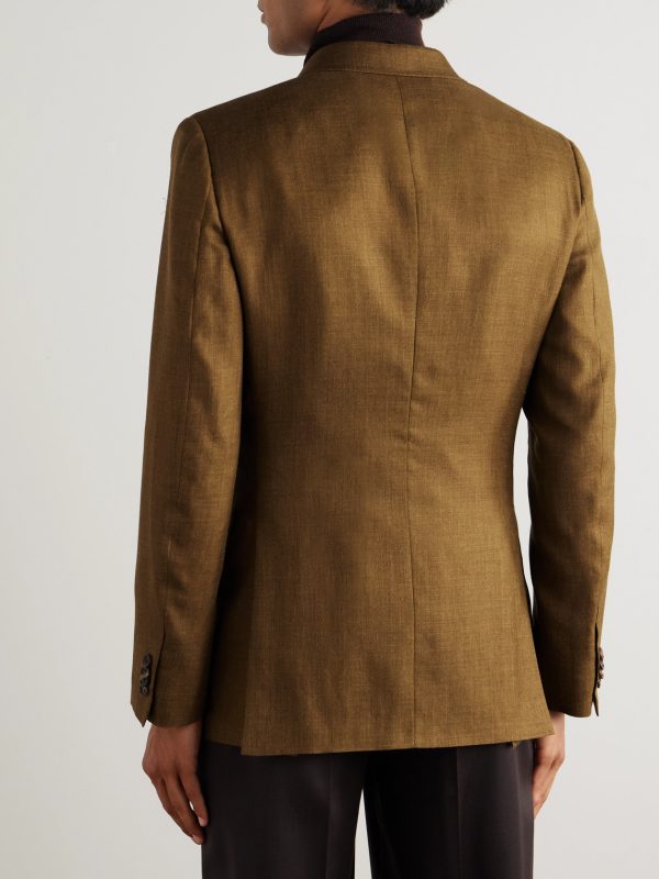 Amalfi Slim-Fit Double-Breasted Silk, Cashmere and Linen-Blend Blazer - BK