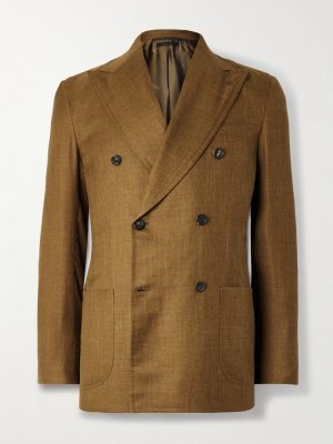 Amalfi Slim-Fit Double-Breasted Silk, Cashmere and Linen-Blend Blazer Amalfi Slim-Fit Double-Breasted Silk, Cashmere and Linen-Blend Blazer