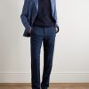 Tapered Checked Wool Suit Trousers - OU Tapered Checked Wool Suit Trousers - OU