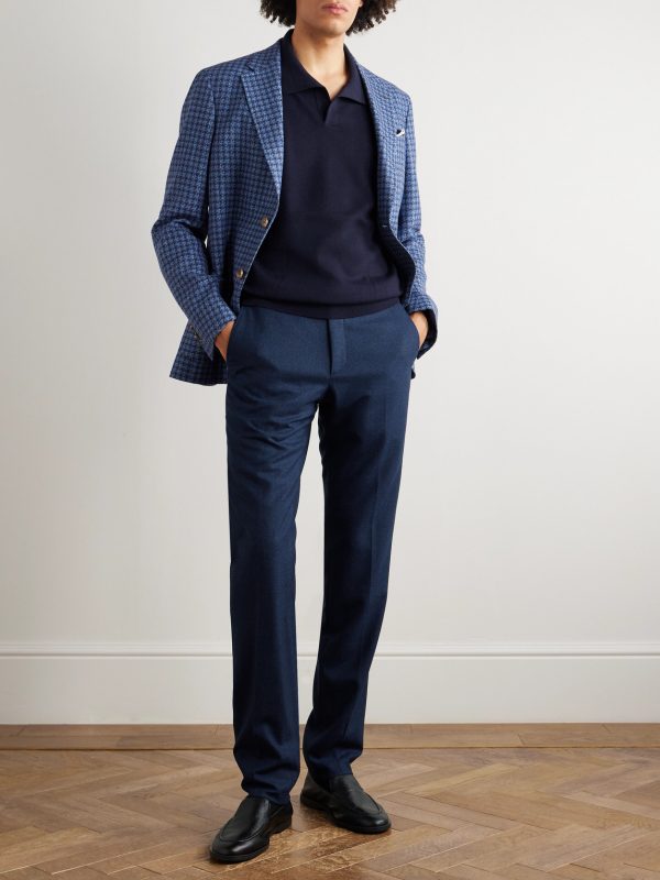 Tapered Checked Wool Suit Trousers - OU Tapered Checked Wool Suit Trousers - OU