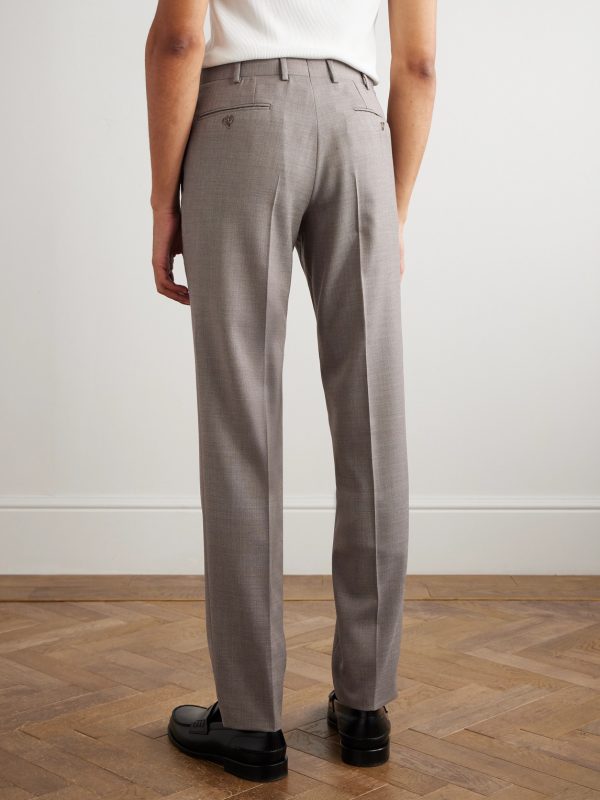 Slim-Fit Straight-Leg Textured-Wool Suit Trousers - BK Slim-Fit Straight-Leg Textured-Wool Suit Trousers - BK