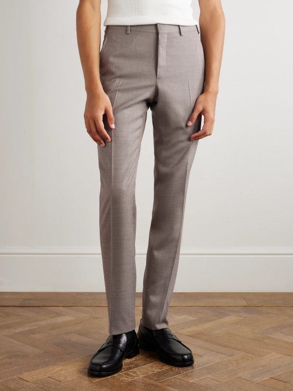 Slim-Fit Straight-Leg Textured-Wool Suit Trousers - FR Slim-Fit Straight-Leg Textured-Wool Suit Trousers - FR