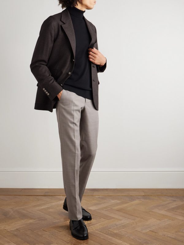 Slim-Fit Straight-Leg Textured-Wool Suit Trousers - OU Slim-Fit Straight-Leg Textured-Wool Suit Trousers - OU