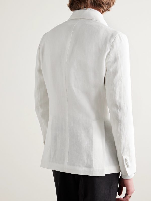 Cantone Shawl-Collar Double-Breasted Linen Tuxedo Jacket - BK Cantone Shawl-Collar Double-Breasted Linen Tuxedo Jacket - BK