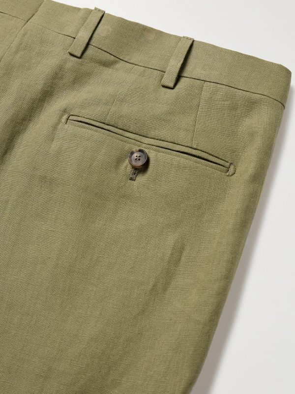 Slim-Fit Pleated Linen Suit Trousers - CU