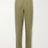 Slim-Fit Pleated Linen Suit Trousers
