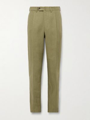 Slim-Fit Pleated Linen Suit Trousers