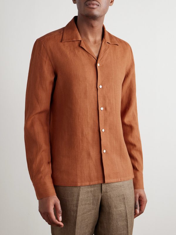 Camp-Collar Linen Shirt - FR