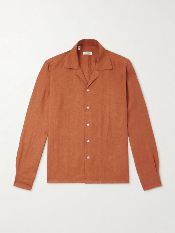 Camp-Collar Linen Shirt